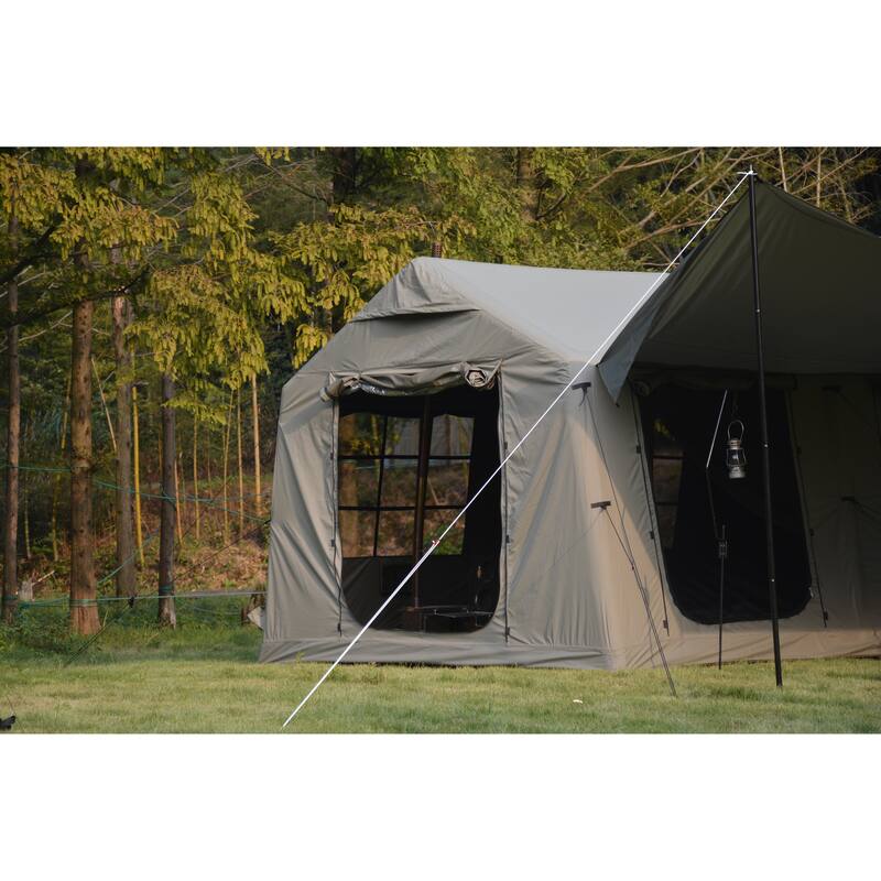 9.8 x13ft with canopy, Inflatable Camping Tents with Hand Pump, Air Glamping Tents, Easy Setup Waterproof and Windproof