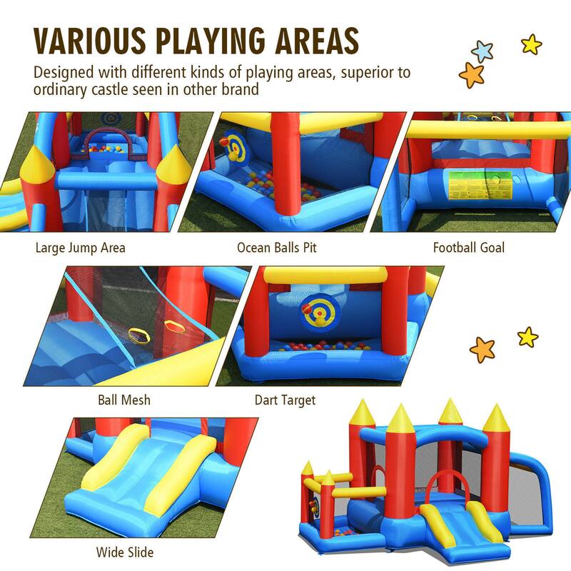 Gymax Kid Inflatable Bounce House Slide Jumping Castle w/Soccer Goal