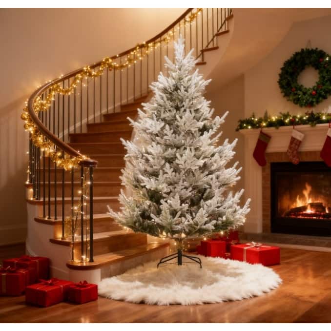 Christmas Tree,Artificial Christmas Tree, Flocked Hinged Xmas Tree with 1218 Tips, Steel Base - Green - Green