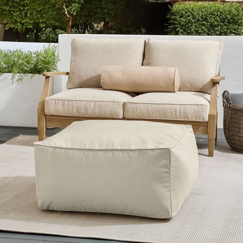 Sorra Home Sunbrella Outdoor Corded Solid Bean Pouf - Canvas Cloud