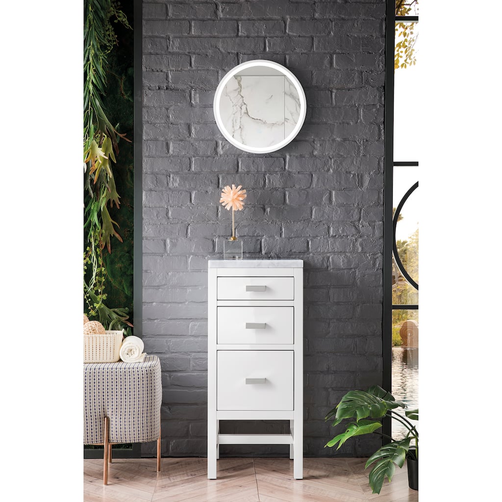 James Martin Vanities Addison 15" Base Cabinet w/ Drawers, Glossy White