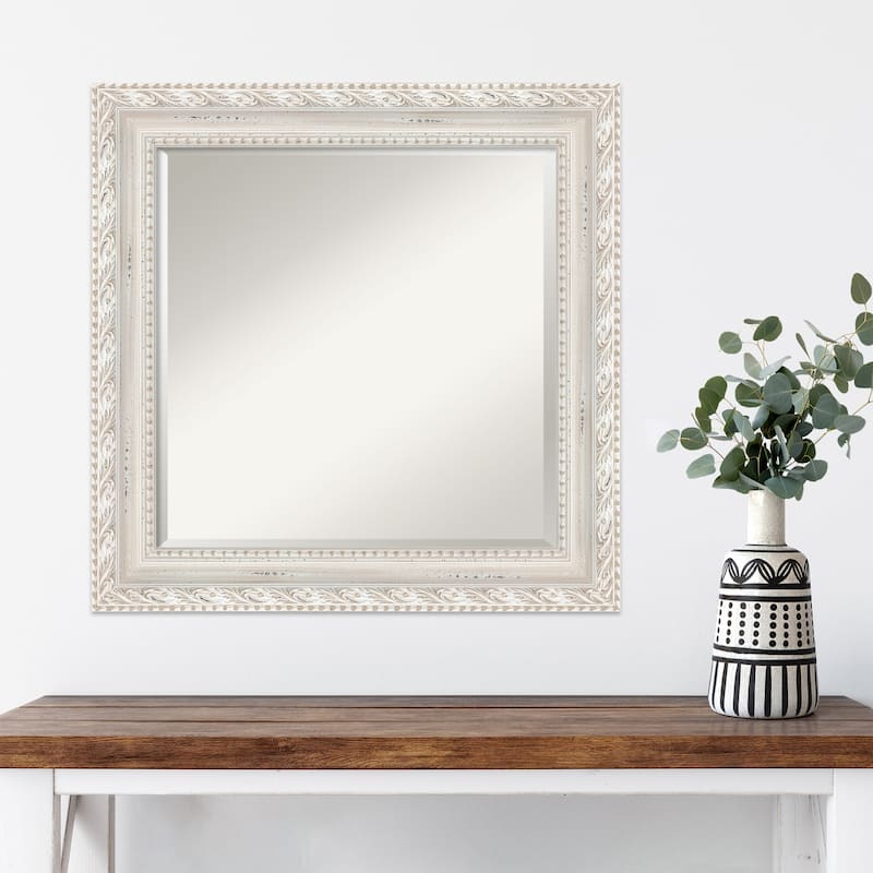 Opera Off White Beveled Wood Framed Wall Mirror - Opera Off White