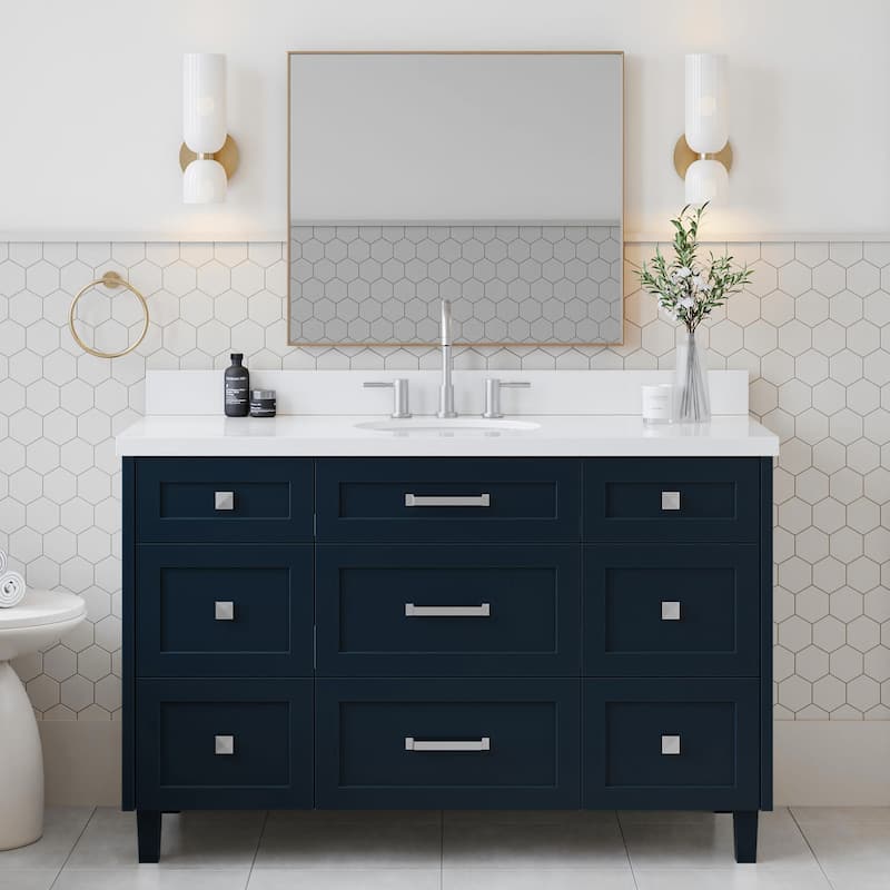 Ariel B55WQOVO Monroe 55" Free Standing Single Basin Vanity Set with - Midnight Blue