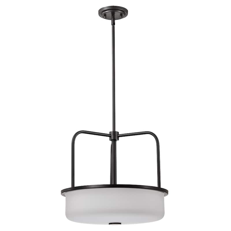 Warren 17 Inch Pendant Gun Metal with Satin White Glass - Gun Metal - Gun Metal