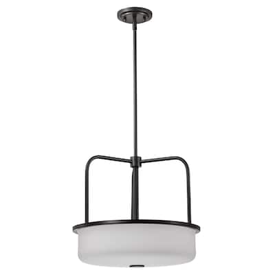 Warren 17 Inch Pendant Gun Metal with Satin White Glass - Gun Metal