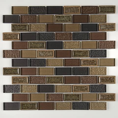 Crystal Shores 2X1 BrickJoint Mosaic Aurelian Seas - 12.75 x 11.75 - 12.75 x 11.75