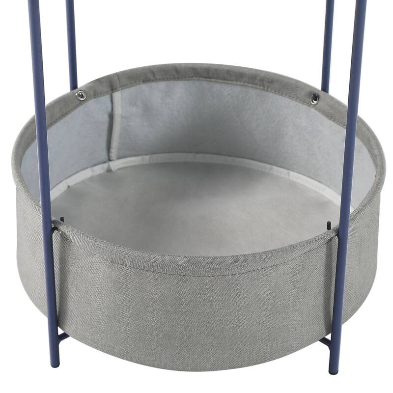 VECELO Small Round Side Table with Removable Tray & Fabric Storage Bin Easy 5-Min Assembly for Living Room Bedroom