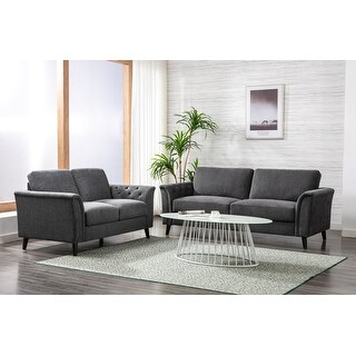 Stanton Dark Gray Linen Sofa Loveseat Living Room Set - Bed Bath ...