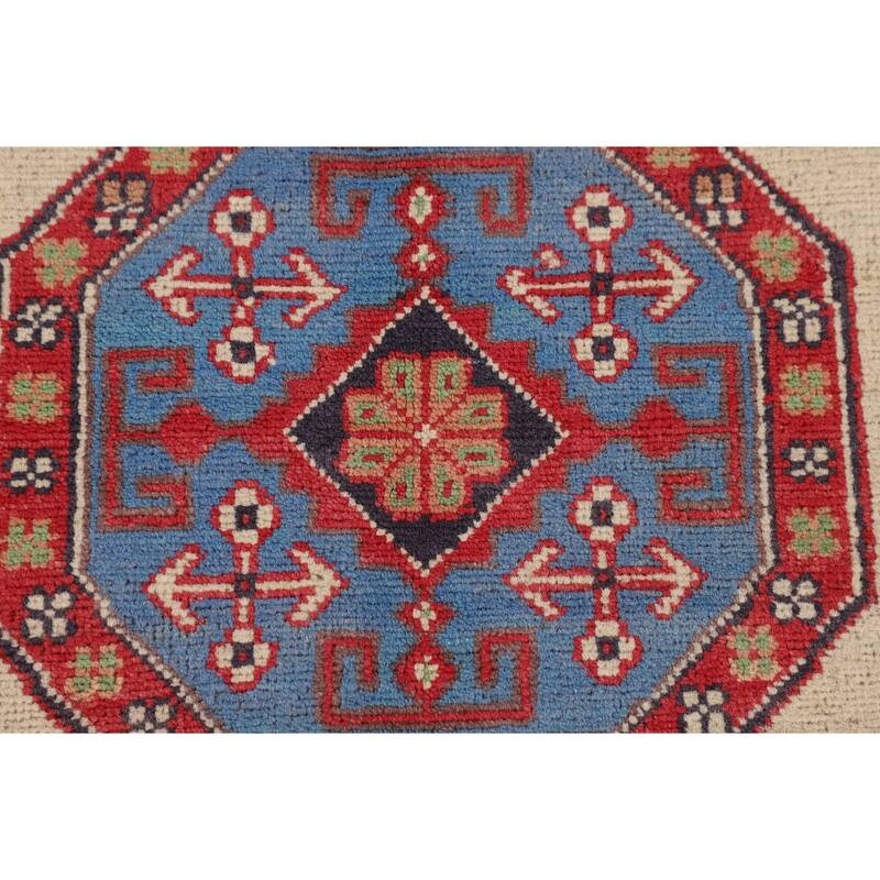 Traditional Beige Kazak Area Rug Handmade Oriental Wool Carpet - 4'11" x 6'7"