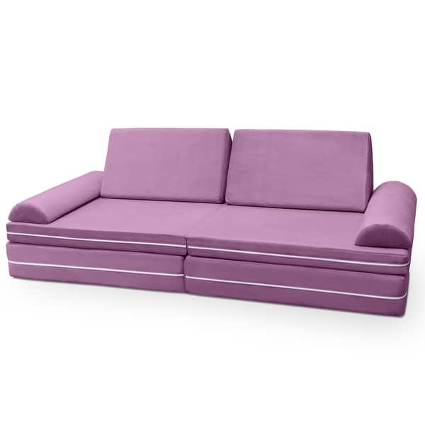 slide 2 of 35, Playscape Deluxe Plush Velvet Kids 6 Piece Modular Couch / Playset Violet