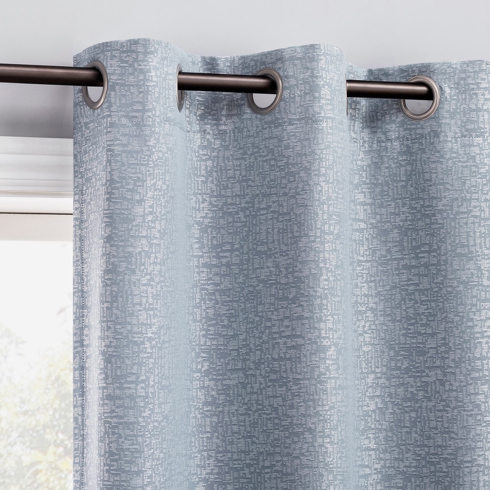 Sun Zero Serenity 2-Piece Abstract Magnetic Closure Total Blackout Grommet Curtain Panel Pair