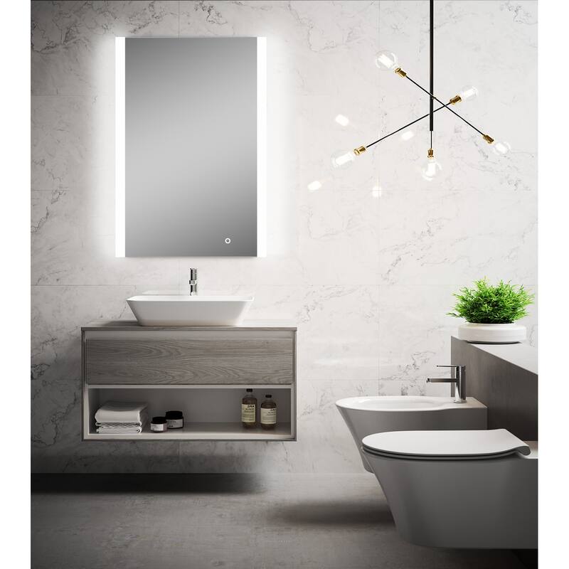Miseno MM2435LED Athena 24" W x 35" H Rectangular Glass Frameless