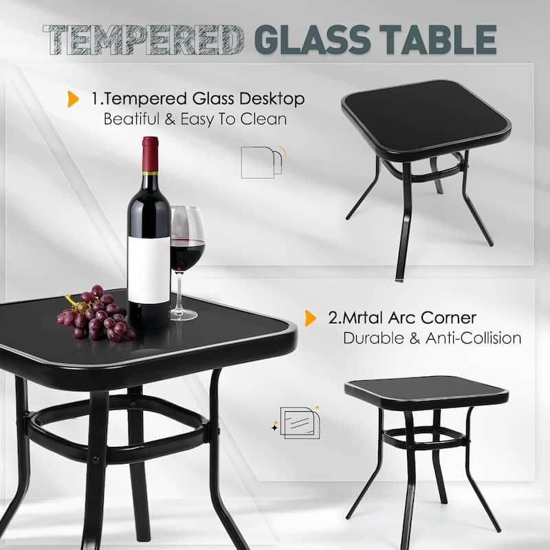 3-piece Rocking Chair Patio Bistro Set with Side Table