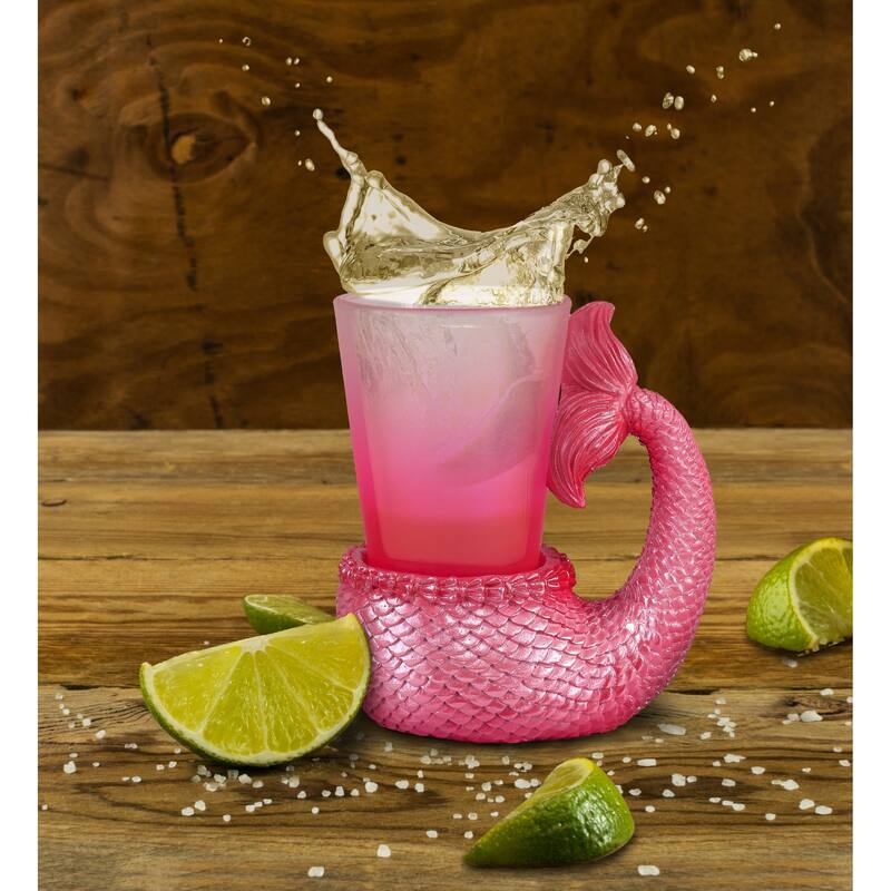 CoTa Global Cool Pink Mermaid Tail Shot Glass – Novelty Glassware - 3Lx2Wx3.4H inches