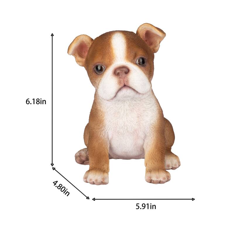 Sitting Boston Terrier Puppy Outdoor Garden Statue - 6"