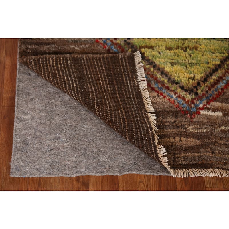 Geometric Moroccan Oriental Runner Rug Hand-Knotted Wool Carpet - 3'6" x 12'6"