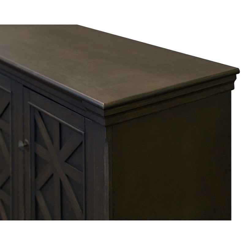 Traditional 70" TV Console, Wood Accent Cabinet, Entryway Console, Fully Assembled, Dark Brown - 70W x 32H x 17.5D