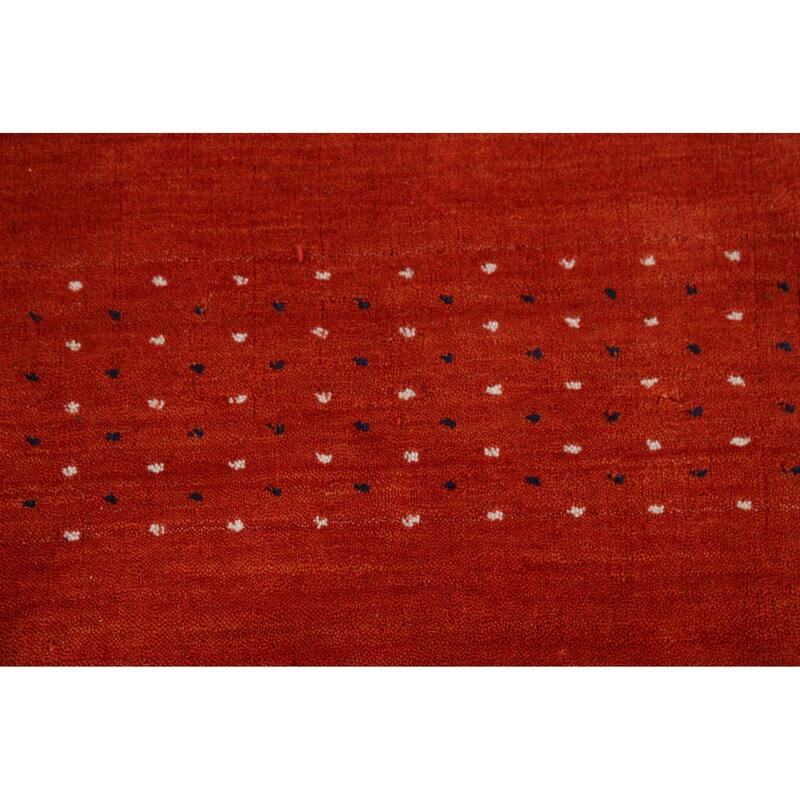 Orange Tribal Gabbeh Oriental Area Rug Hand-Knotted Wool Carpet - 6'10"x 9'10"