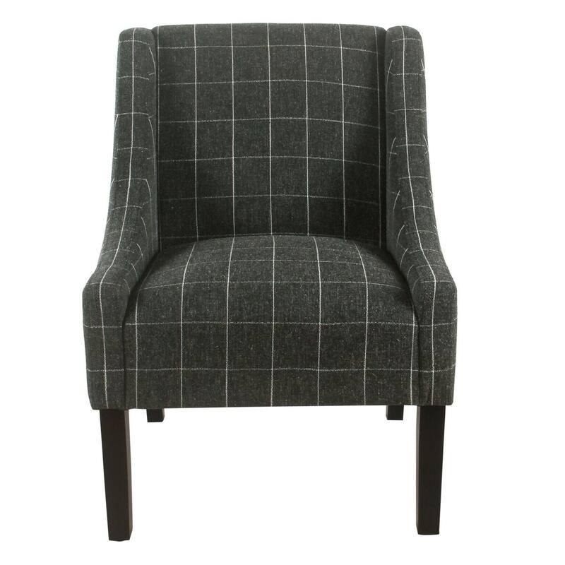 HomePop Modern Swoop Arm Accent Chair - Black Windowpane