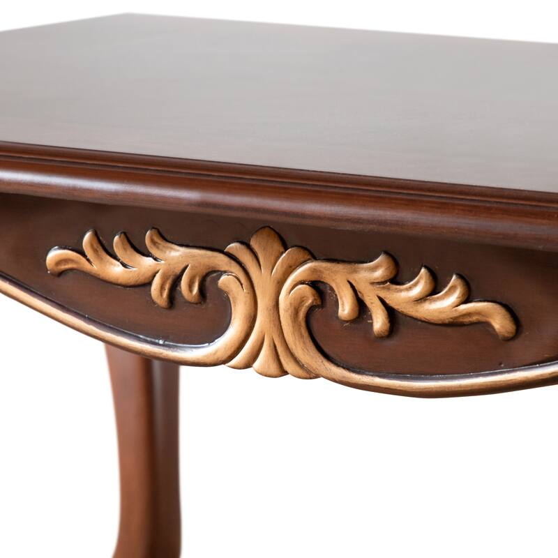 Furniture of America Mirabella Traditional Cherry Solid Wood Coffee Table with Carved Legs