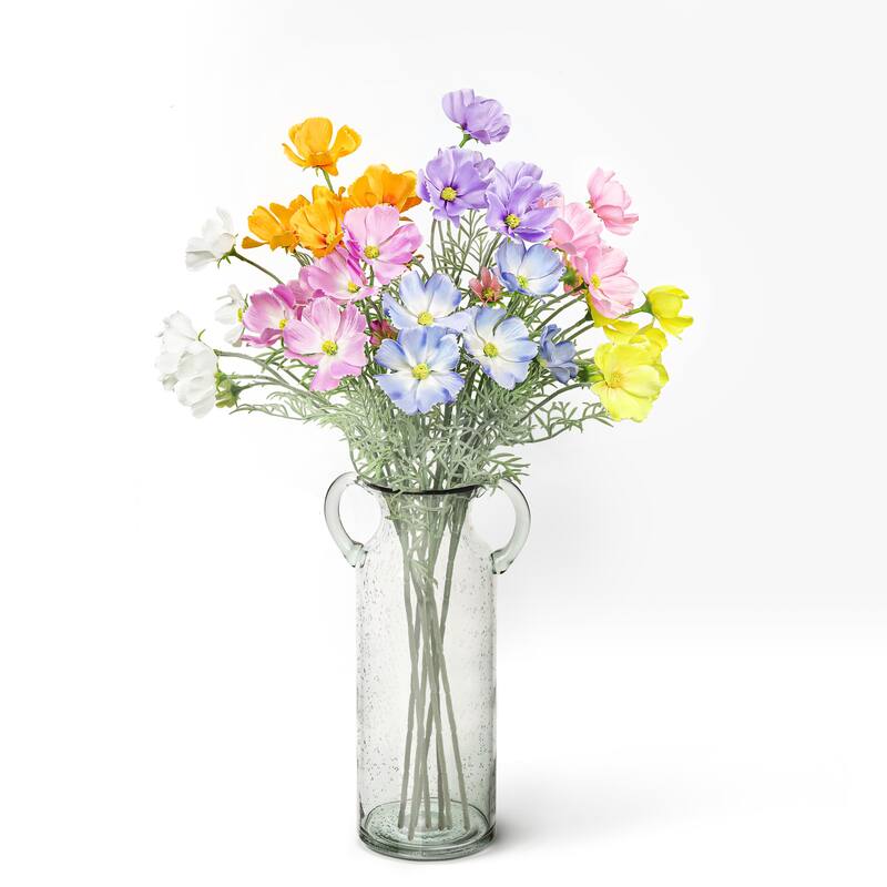 Set of 6 Whtie Artificial Cosmos Flower Stem Spray 24in - 24" L x 6" W x 6" DP