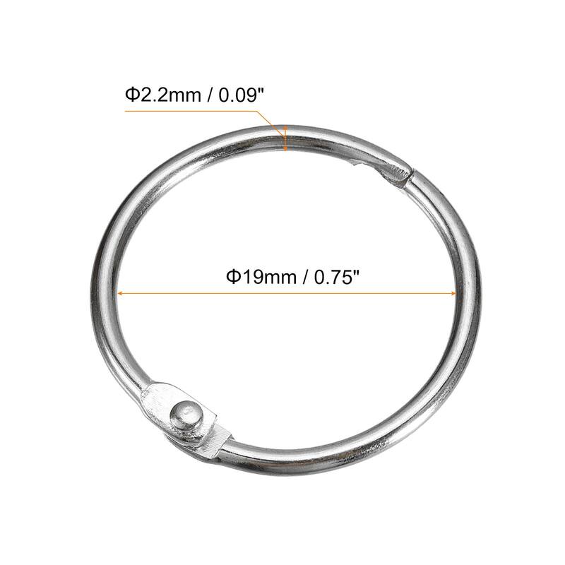 Shower Curtain Rings, 15pcs - 0.75 Inch Loose Leaf Binder Rings - Silver - 0.75 Inch - Silver - 0.75 Inch