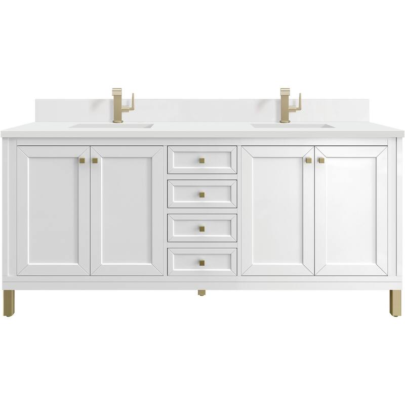 James Martin Vanities 503-V72-1WZ Chicago 72" Free Standing Double - Glossy White