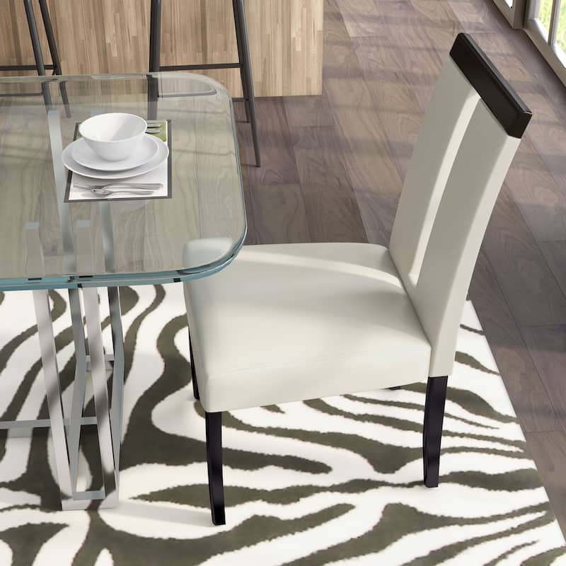 Lumina Modern White Upholstered Dining Chairs (Set of 2) by Furniture of America