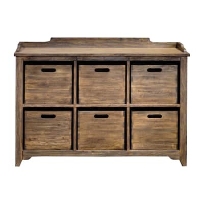 48" Ardusin Driftwood Hobby Cupboard with 6 Mahogany Storage Bins