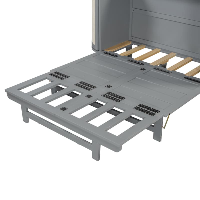 Full Smart Murphy Bed with Storage Cabinet, Space-Saving Design