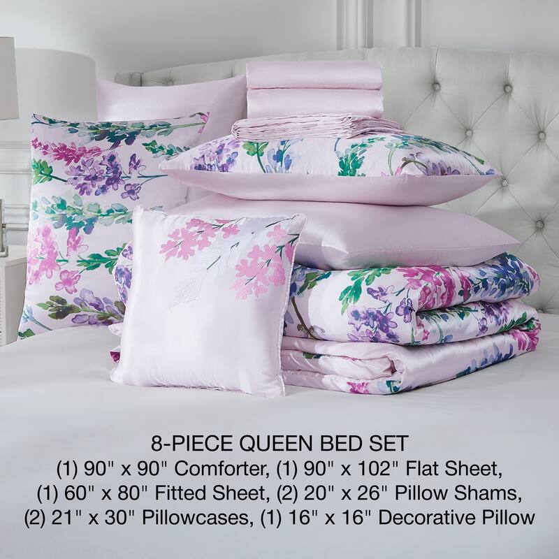 BCBG Satin Nolita Comforter Set 8-Piece Bed in a Bag