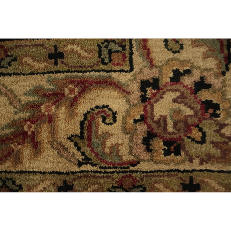 Hand Knotted Oriental 100% Wool Carpet Traditional Floral Black Agra Area Rug - 8' 4'' X 5' 5''
