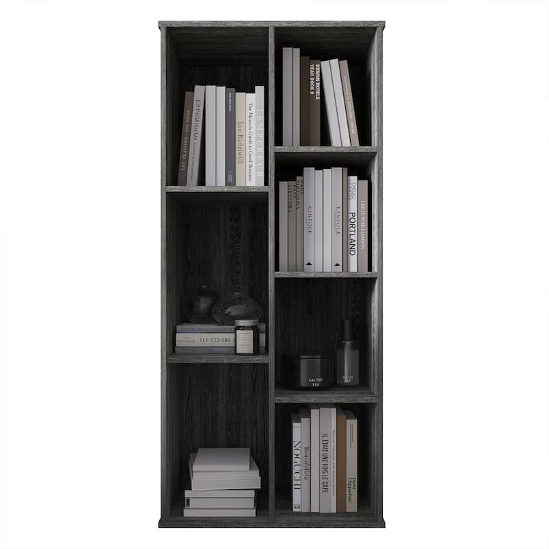 CraftPorch Simple Wooden Seven Cubby Shelves Bookcase - Dark Grey