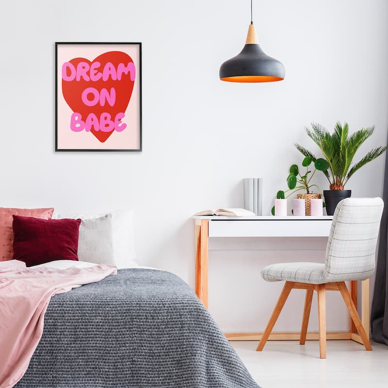 Stupell Dream On Babe Red Heart Framed Giclee Art Design By House of Lulu