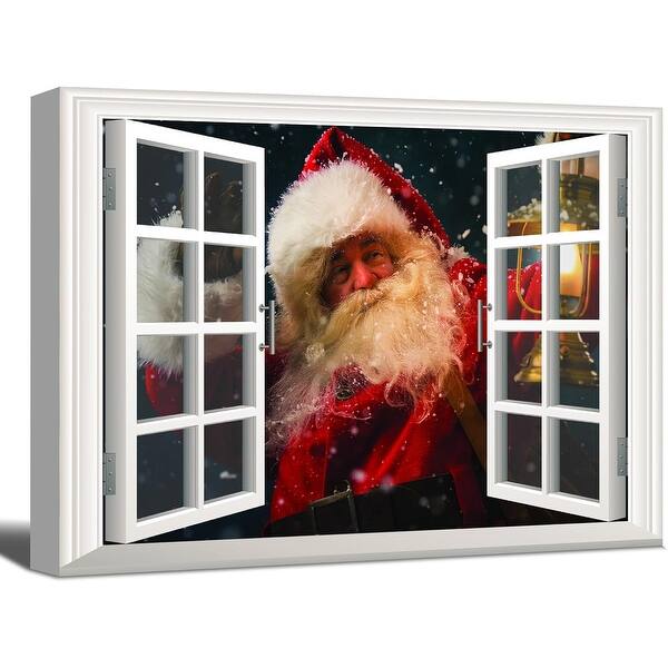 Real Santa Window Santa Claus Wall Paintings Fake Window View Wall Art - Bed Bath ...