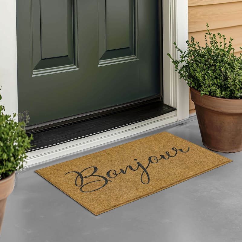 Mohawk Home Bonjour Script Natural 1' 6" X 2' 6" Door Mat