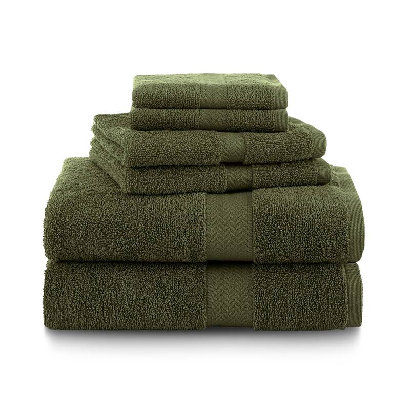 Martex 6 PC 100% Ringspun Cotton Towel Set Highly Absorbent & Soft - Dark Green