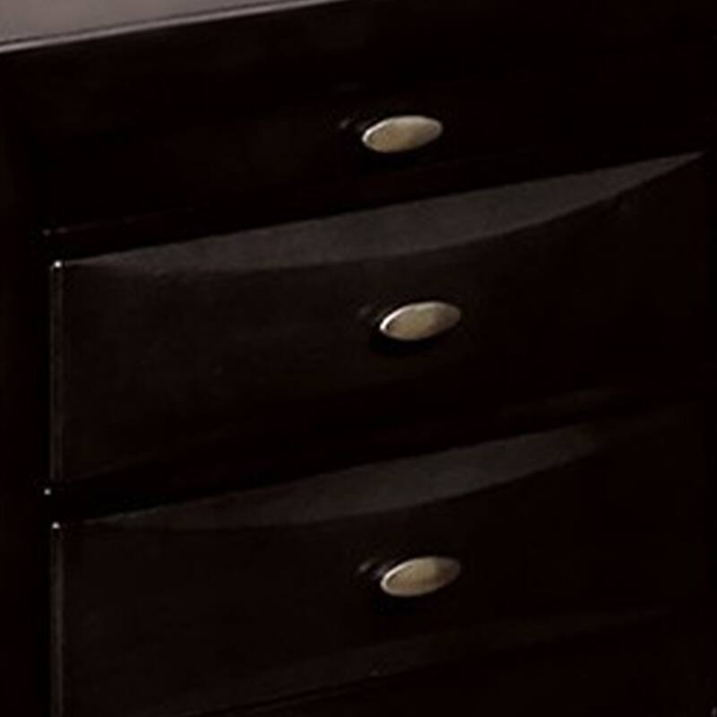 Black/Nickel 3 Drawer 25.5 in. W Nightstand with Sturdy Knob Pulls