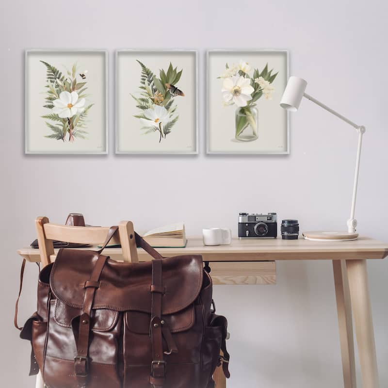 Stupell Country Magnolia Bundles Framed Giclee Art Design By House Fenway (Set of 3)