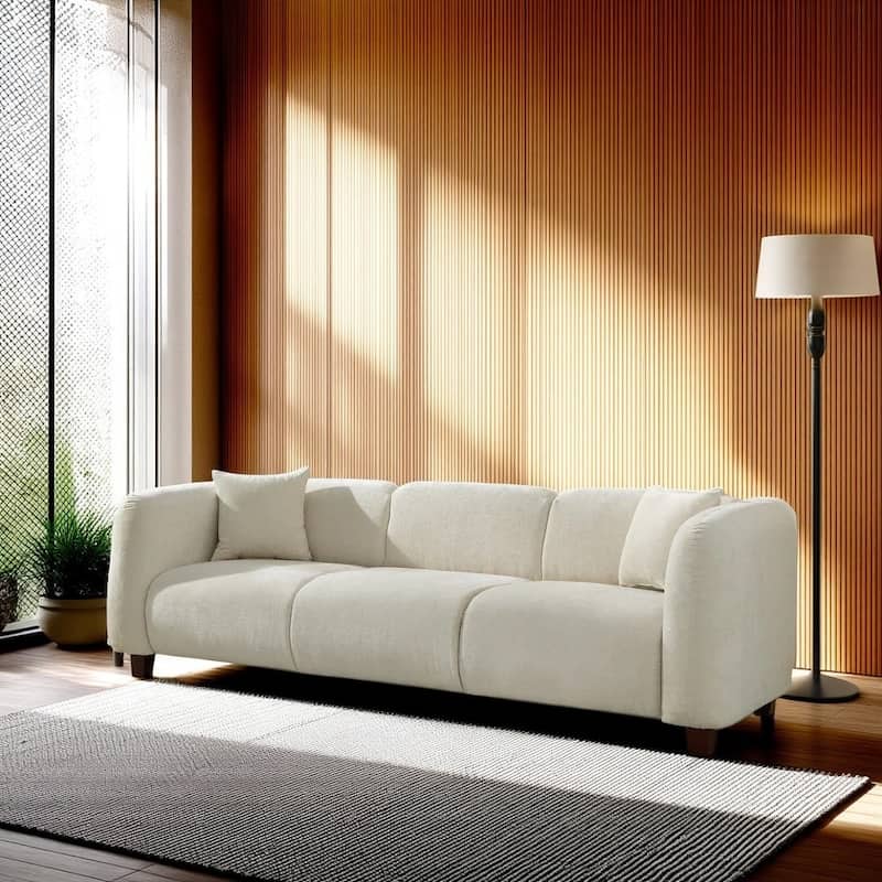Christopher Knight Home - Silo Modern 87 Inch Upholstered 3-Seater Sofa - Beige