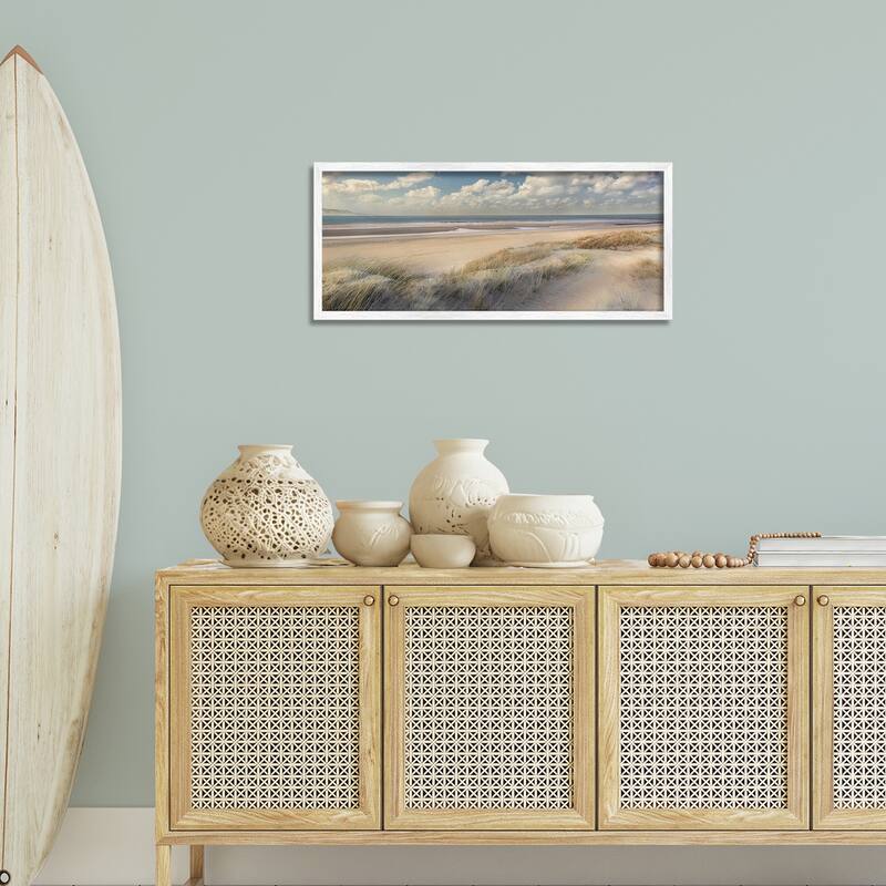 Stupell Rolling Clouds Beach Scenery Framed Giclee Art Design By Mike Calascibetta
