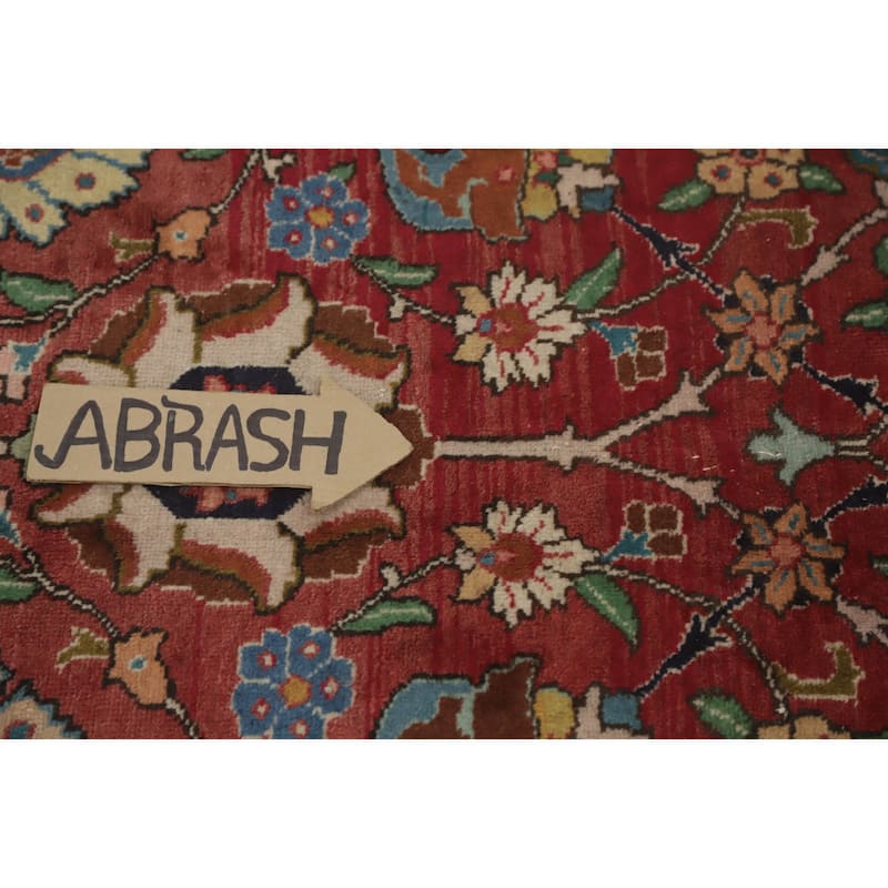 Hand Knotted Oriental 100% Wool Carpet Traditional Floral Oranges & Rust Tabriz Area Rug - 12' 11'' X 9' 8''