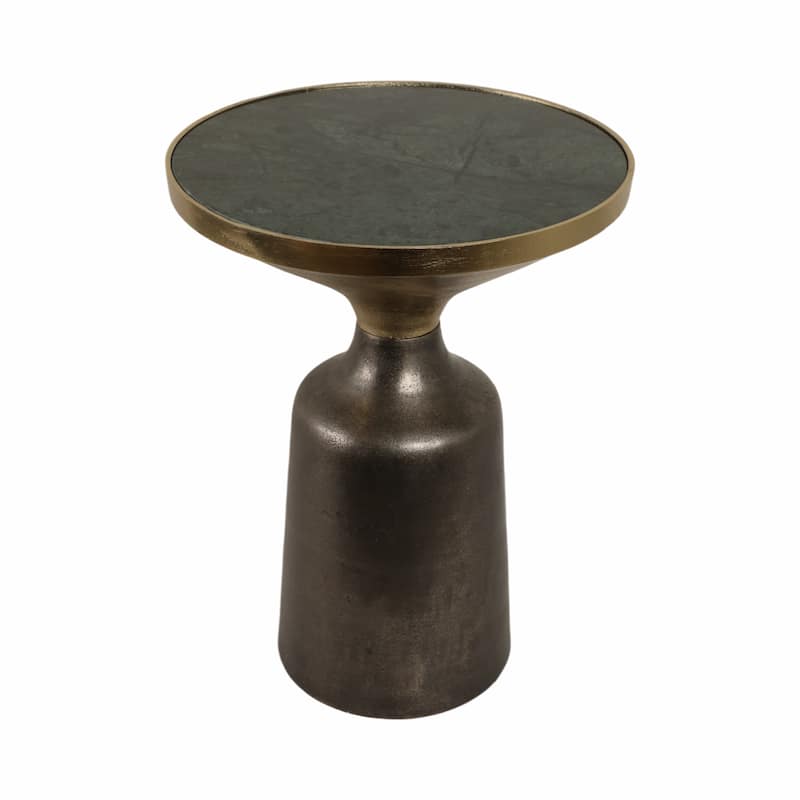 Metal Geometric Base End Table Marble Top - Green, 20 in. - 15" x 15" x 20"