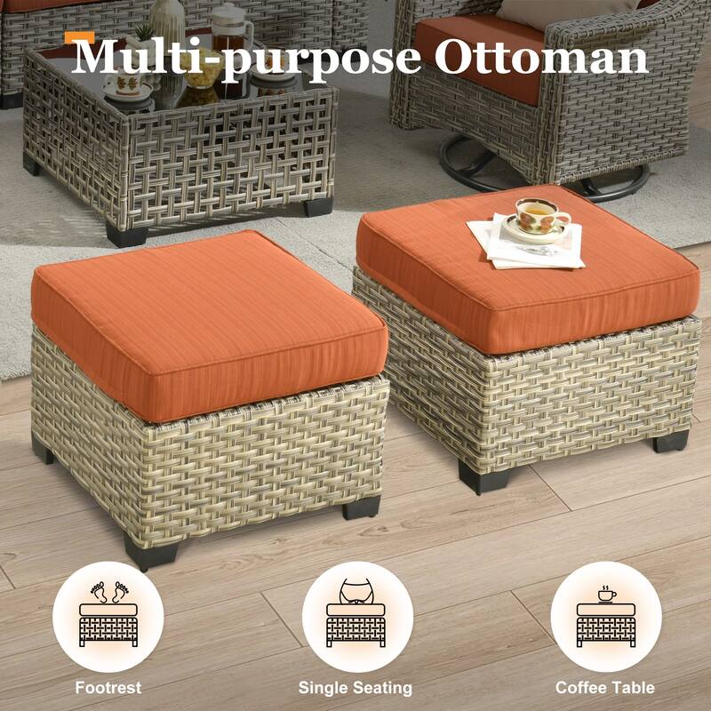 XIZZI 7 Pieces Patio Furniture Wide Armrest Conversation Sofa Set with Ottomans