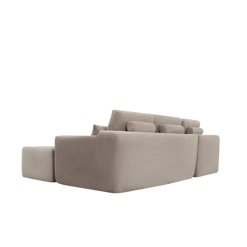 Cloud Modular Sectional Sofa with 1 Ottoman, Modern Minimalist Upholstered Couches, U Shaped Deep Seat Sofa with Chaise