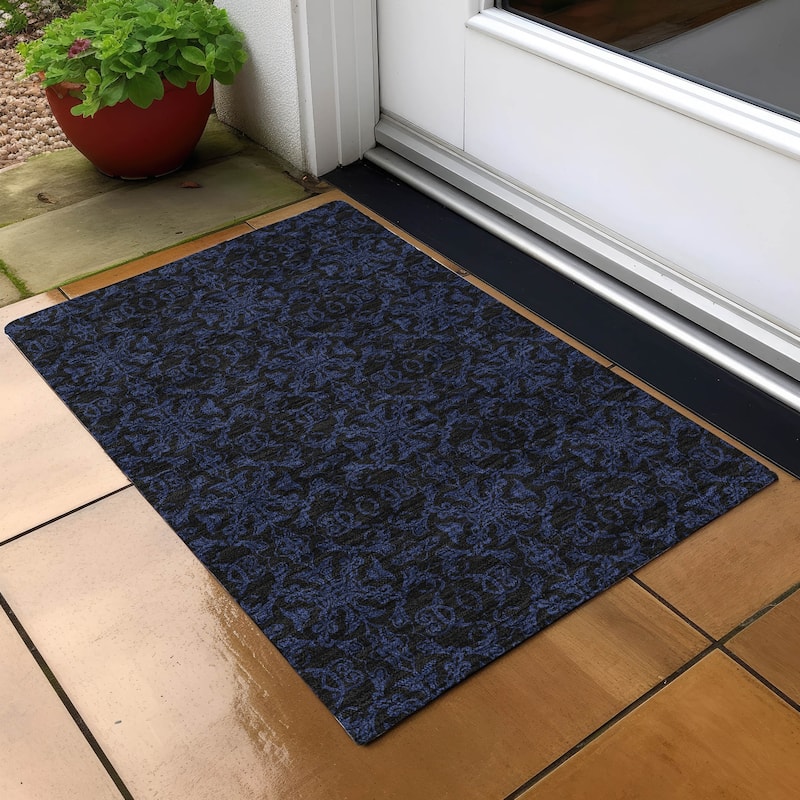 Machine Washable Indoor/ Outdoor Chantille Traditional Medallions Rug - Blue - 1'8" x 2'6"