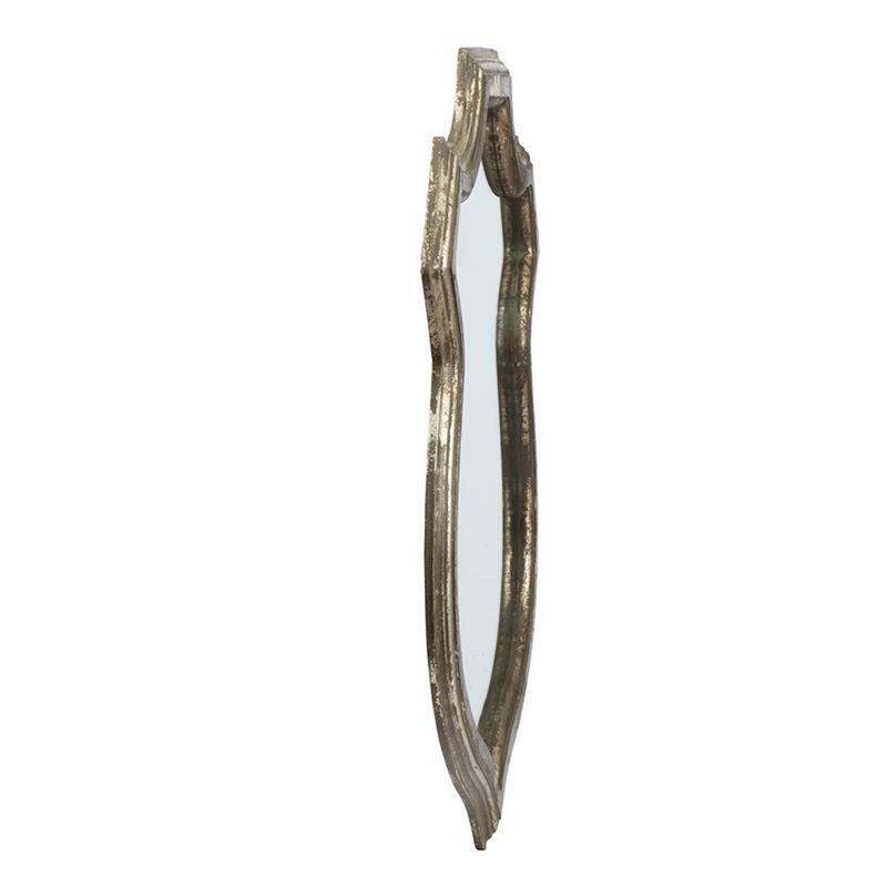 HomeRoots 24" Distressed Metallic Crest Shape Wall Mounted Accent Mirror Framed - 36