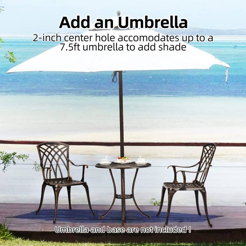 3-Piece Bistro Set Table Outdoor, Cast Aluminum Bistro Set Two Chairs,Lightweight Maintenance Free Outdoor Seating