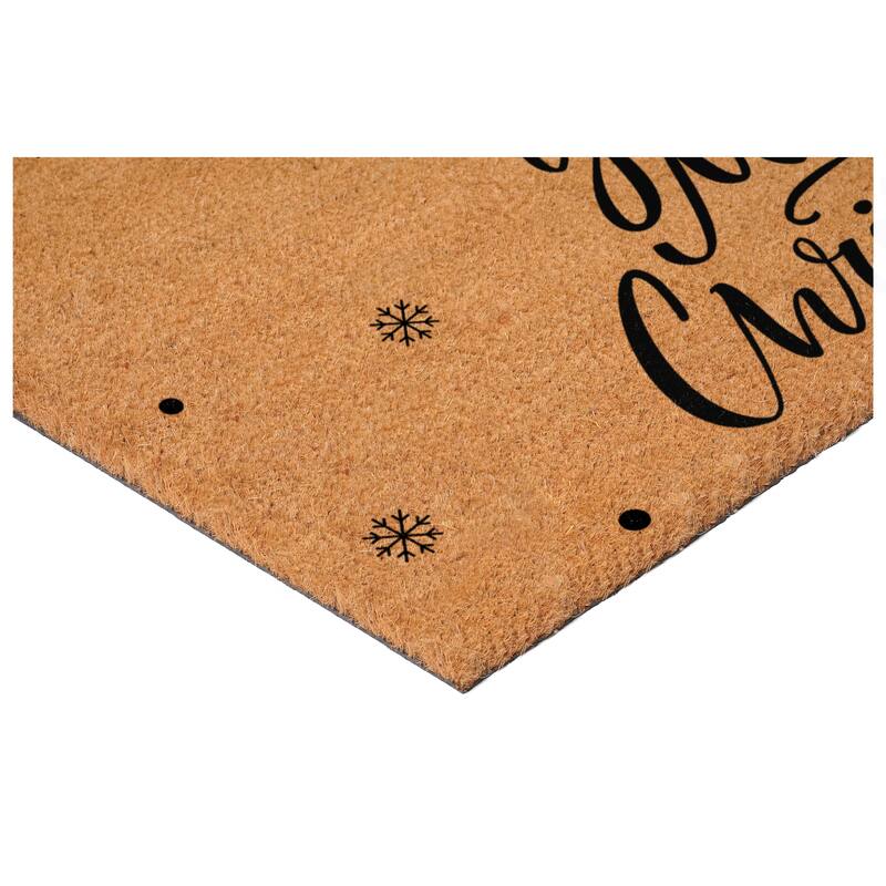 HomeRoots 17" X 29" Brown And Black Christmas Outdoor Coir Door Mat - 17.00' X '29.00