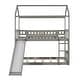 preview thumbnail 13 of 23, Modern Roof Design Twin over Twin Solid Pine Wood Bunk Bed with Full Length Guardrail, Side Ladder and Slide